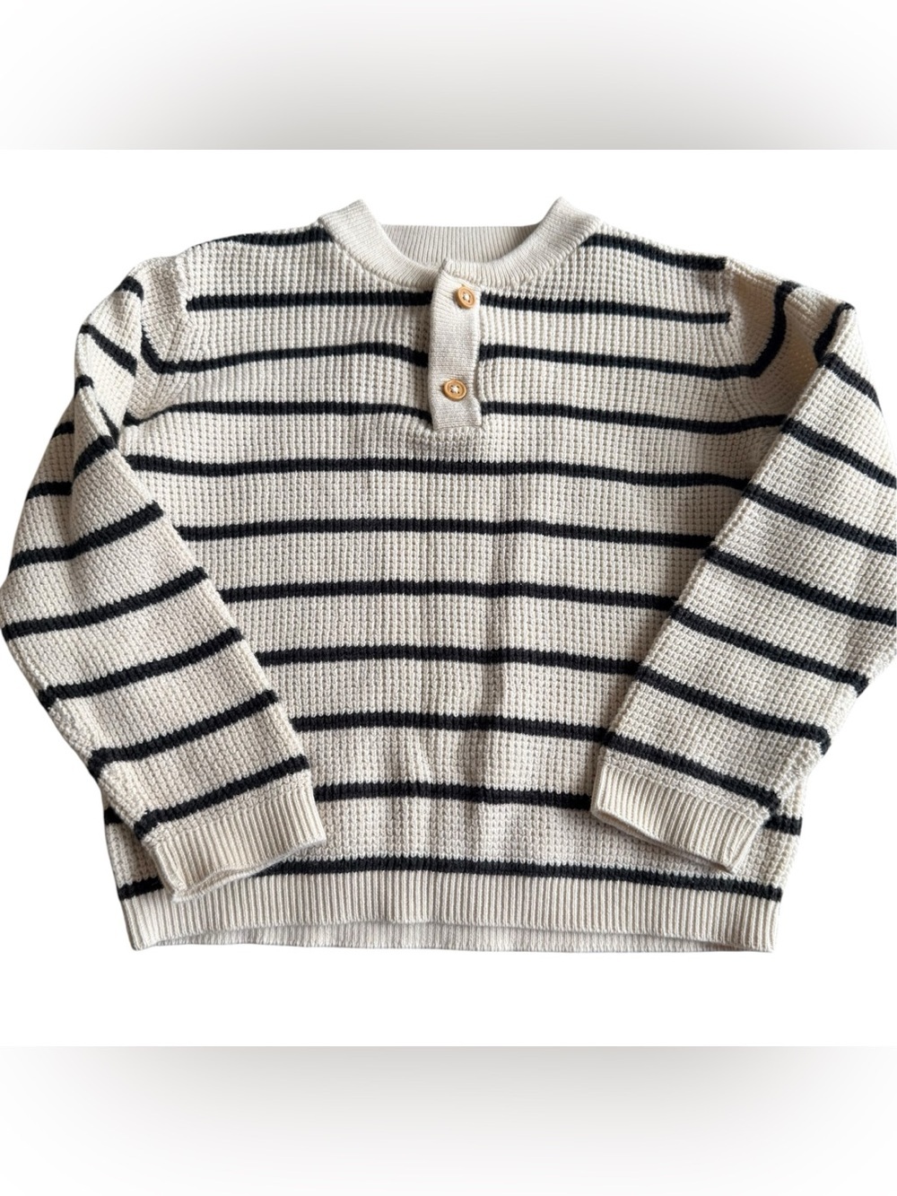 H&M Cream and Navy Striped Knit Sweater